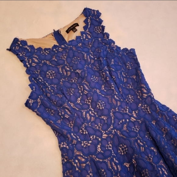 Jodi Kristopher Blue Lace Dress 5 Sleeveless - Picture 3 of 7